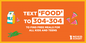 Text FOOD to 304-304